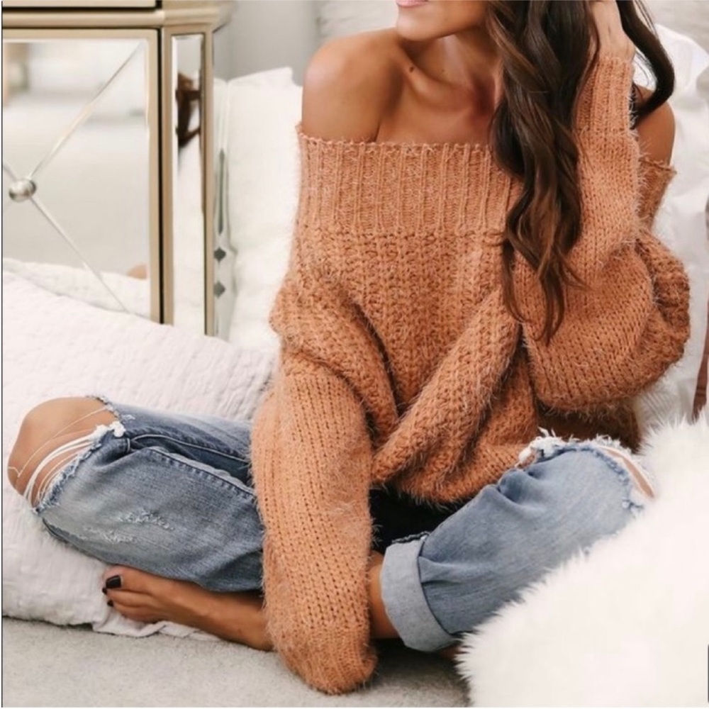 Vici Grey Off Shoulder Sweater
